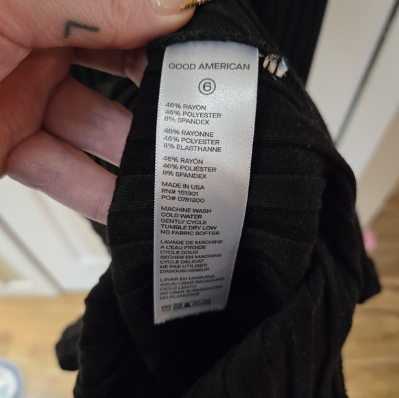 GOOD AMERICAN Wide Rib Button Down Midi Dress in Black GA6/US3X - Picture 4 of 5